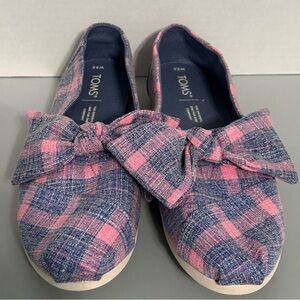 Toms Alpargata Plaid Bow Slip on Shoes Womens Size 8.5